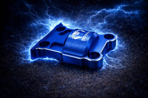 CR Traxxas XMaxx Blue with Chrome Aluminum Cush Drive Gear Cover