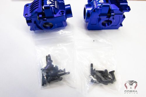 Cobra Racing Blue Aluminum Differential Housing Front + Rear COMPLETE for Traxxas Slash, Rustler, Stampede 4x4 4WD