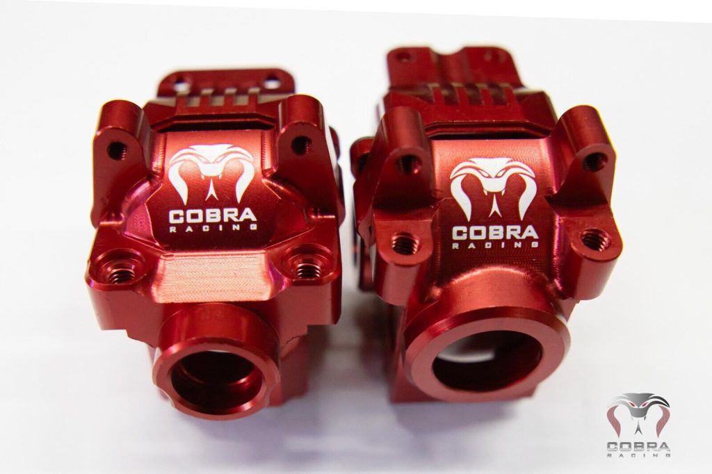 Cobra Racing Red Aluminum Differential Housing Front + Rear COMPLETE for Traxxas Slash, Rustler, Stampede 4x4 4WD
