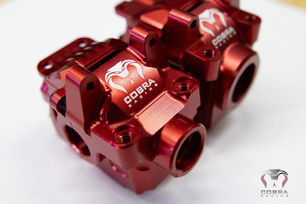 Cobra Racing Red Aluminum Differential Housing Front + Rear COMPLETE for Traxxas Slash, Rustler, Stampede 4x4 4WD