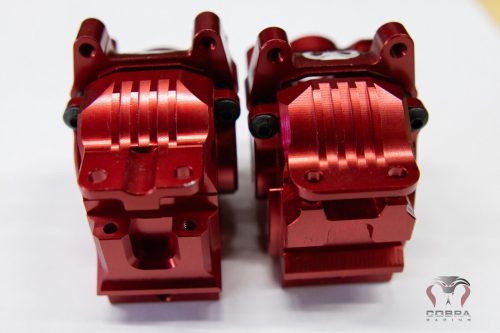 Cobra Racing Red Aluminum Differential Housing Front + Rear COMPLETE for Traxxas Slash, Rustler, Stampede 4x4 4WD