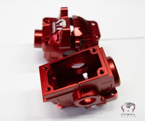 Cobra Racing Red Aluminum Differential Housing Front + Rear COMPLETE for Traxxas Slash, Rustler, Stampede 4x4 4WD