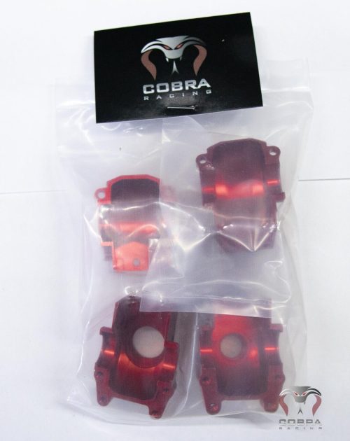 Cobra Racing Red Aluminum Differential Housing Front + Rear COMPLETE for Traxxas Slash, Rustler, Stampede 4x4 4WD