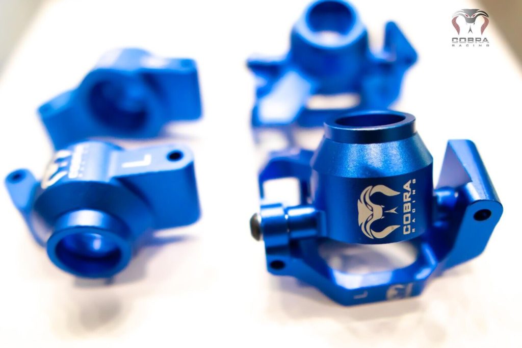 Cobra Racing Blue Aluminum Front + Rear Knuckles, C-hub, and Rear Axle Carriers for Traxxas Maxx WideMaxx