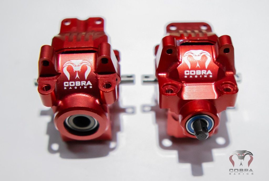 Cobra Racing Red Aluminum Front + Rear Differentials COMPLETE for Traxxas Slash Rustler 4x4