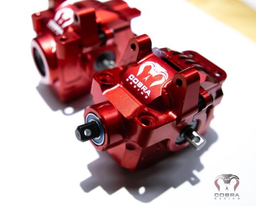 Cobra Racing Red Aluminum Front + Rear Differentials COMPLETE for Traxxas Slash Rustler 4x4