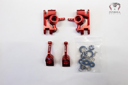 Cobra Racing Traxxas SLASH 4x4 Red Aluminum Steering knuckles Caster Block + Rear Axle Carrier