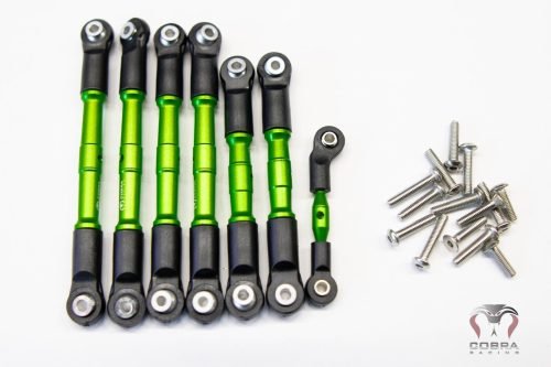 Traxxas Slash 4x4 LCG Green Aluminum Turnbuckles / Tie Rods FULL SET 4WD 4x4