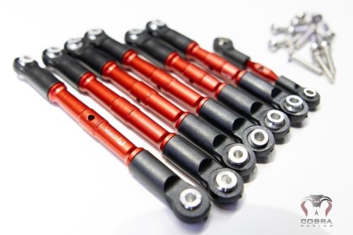 Traxxas Slash 4x4 LCG RED Aluminum Turnbuckles / Tie Rods FULL SET 4WD 4x4