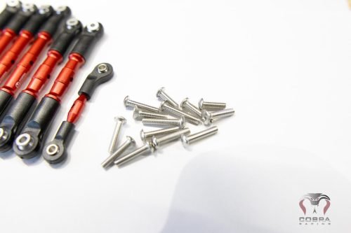 Traxxas Slash 4x4 LCG RED Aluminum Turnbuckles / Tie Rods FULL SET 4WD 4x4