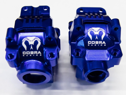 Cobra Racing Blue Aluminum Differential Housing Front + Rear for Traxxas Slash, Rustler, Stampede 4x4 4WD