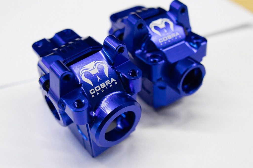 Cobra Racing Blue Aluminum Differential Housing Front + Rear for Traxxas Slash, Rustler, Stampede 4x4 4WD
