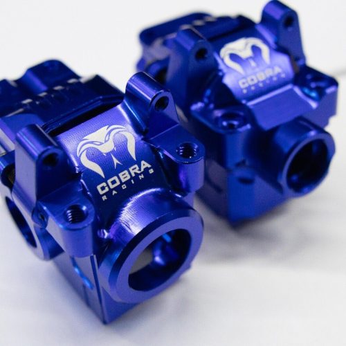 Cobra Racing Blue Aluminum Differential Housing Front + Rear for Traxxas Slash, Rustler, Stampede 4x4 4WD