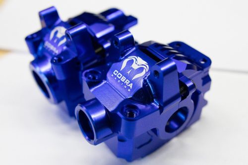Cobra Racing Blue Aluminum Differential Housing Front + Rear for Traxxas Slash, Rustler, Stampede 4x4 4WD