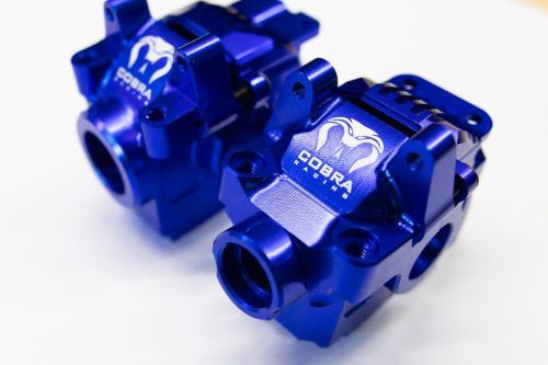 Cobra Racing Blue Aluminum Differential Housing Front + Rear for Traxxas Slash, Rustler, Stampede 4x4 4WD