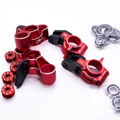 Arrma 6S Aluminum Knuckles & Hubs – 7075-T6 + Carbon Fiber Set (Red)