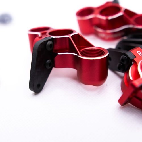 Arrma 6S Aluminum Knuckles & Hubs – 7075-T6 + Carbon Fiber Set (Red)
