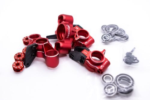 Arrma 6S Aluminum Knuckles & Hubs – 7075-T6 + Carbon Fiber Set (Red)