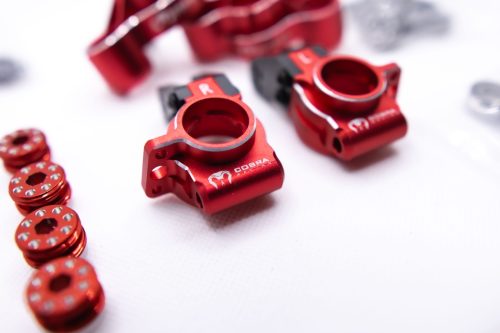 Arrma 6S Aluminum Knuckles & Hubs – 7075-T6 + Carbon Fiber Set (Red)