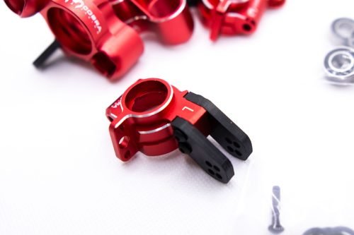 Arrma 6S Aluminum Knuckles & Hubs – 7075-T6 + Carbon Fiber Set (Red)
