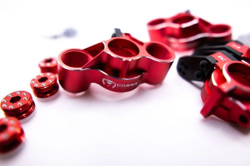 Arrma 6S Aluminum Knuckles & Hubs – 7075-T6 + Carbon Fiber Set (Red)
