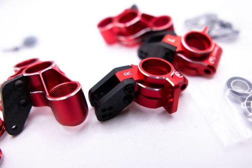 Arrma 6S Aluminum Knuckles & Hubs – 7075-T6 + Carbon Fiber Set (Red)
