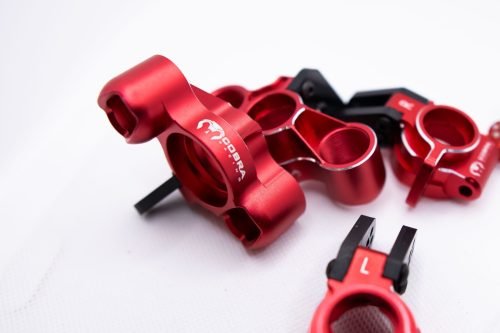 Arrma 6S Aluminum Knuckles & Hubs – 7075-T6 + Carbon Fiber Set (Red)