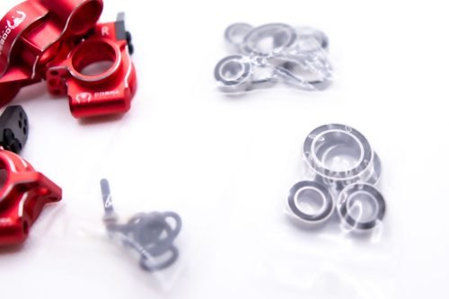 Arrma 6S Aluminum Knuckles & Hubs – 7075-T6 + Carbon Fiber Set (Red)