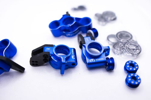 Arrma 6S Aluminum Knuckles & Hubs – 7075-T6 + Carbon Fiber Set (Blue)