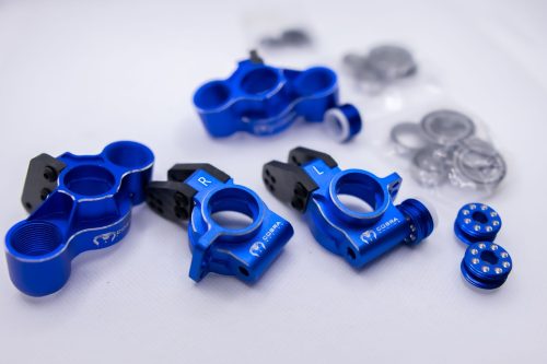 Arrma 6S Aluminum Knuckles & Hubs – 7075-T6 + Carbon Fiber Set (Blue)