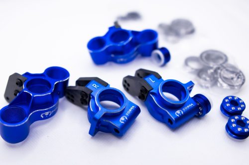 Arrma 6S Aluminum Knuckles & Hubs – 7075-T6 + Carbon Fiber Set (Blue)