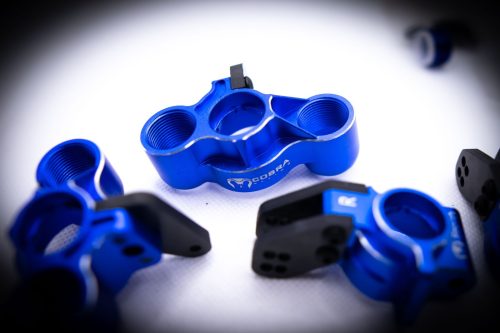 Arrma 6S Aluminum Knuckles & Hubs – 7075-T6 + Carbon Fiber Set (Blue)