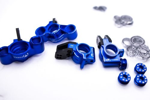 Arrma 6S Aluminum Knuckles & Hubs – 7075-T6 + Carbon Fiber Set (Blue)