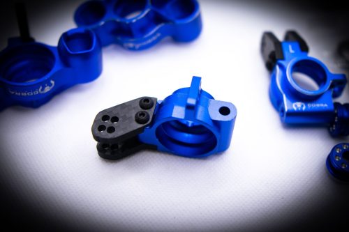 Arrma 6S Aluminum Knuckles & Hubs – 7075-T6 + Carbon Fiber Set (Blue)