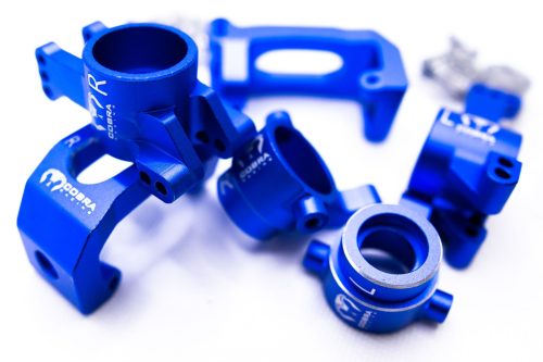 Cobra Racing Traxxas Sledge Knuckles + Hubs Combo – 7075-T6 Aluminum – Blue
