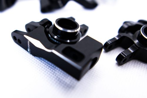 CR Knuckles & Hubs (complete) for Traxxas Slash 4x4, Rustler, Stampede – Black