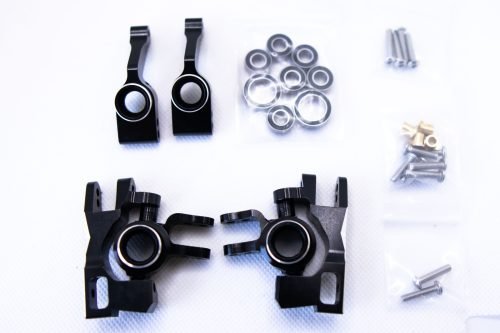 CR Knuckles & Hubs (complete) for Traxxas Slash 4x4, Rustler, Stampede – Black