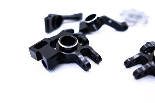 CR Knuckles & Hubs (complete) for Traxxas Slash 4x4, Rustler, Stampede – Black