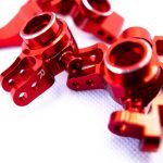 CR Knuckles & Hubs (complete) for Traxxas Slash 4x4, Rustler, Stampede – Red