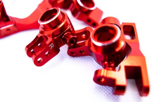 CR Knuckles & Hubs (complete) for Traxxas Slash 4x4, Rustler, Stampede – Red