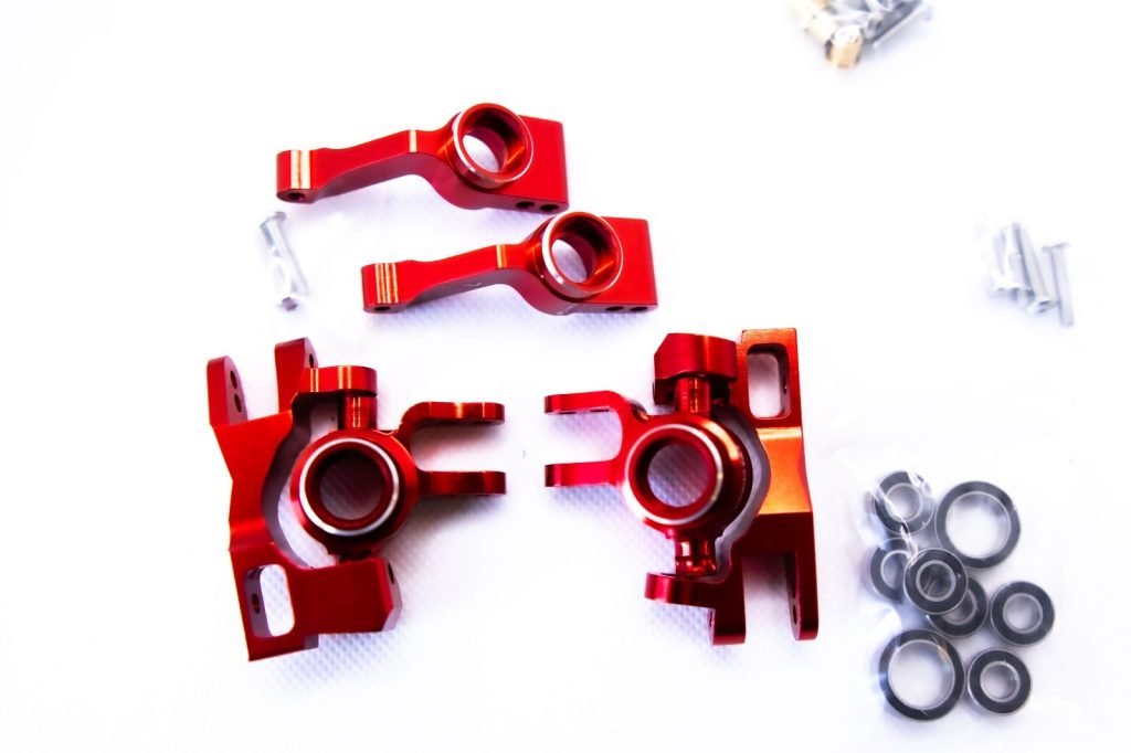 CR Knuckles & Hubs (complete) for Traxxas Slash 4x4, Rustler, Stampede – Red