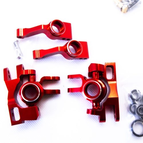 CR Knuckles & Hubs (complete) for Traxxas Slash 4x4, Rustler, Stampede – Red