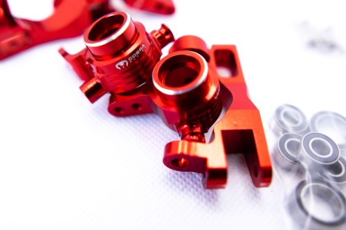 CR Knuckles & Hubs (complete) for Traxxas Slash 4x4, Rustler, Stampede – Red