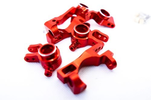 CR Knuckles & Hubs (complete) for Traxxas Slash 4x4, Rustler, Stampede – Red