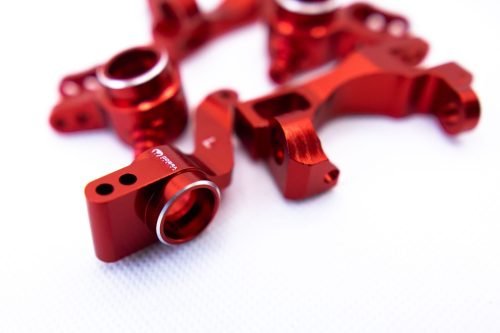 CR Knuckles & Hubs (complete) for Traxxas Slash 4x4, Rustler, Stampede – Red