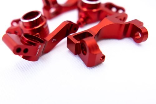 CR Knuckles & Hubs (complete) for Traxxas Slash 4x4, Rustler, Stampede – Red
