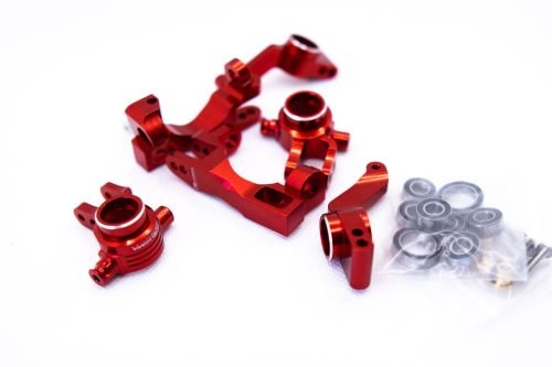 CR Knuckles & Hubs (complete) for Traxxas Slash 4x4, Rustler, Stampede – Red