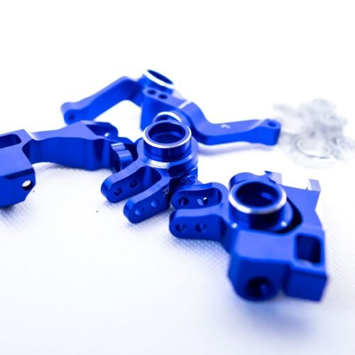 CR Knuckles & Hubs (complete) for Traxxas Slash 4x4, Rustler, Stampede – Blue