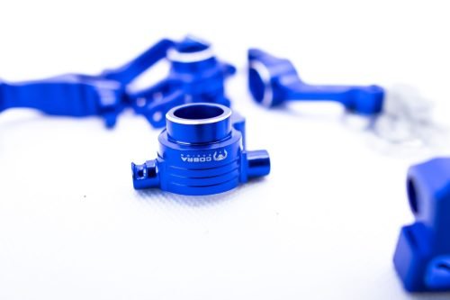 CR Knuckles & Hubs (complete) for Traxxas Slash 4x4, Rustler, Stampede – Blue