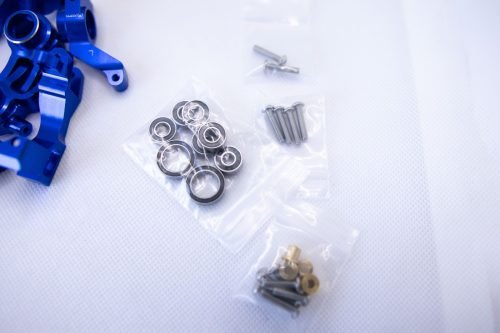 CR Knuckles & Hubs (complete) for Traxxas Slash 4x4, Rustler, Stampede – Blue